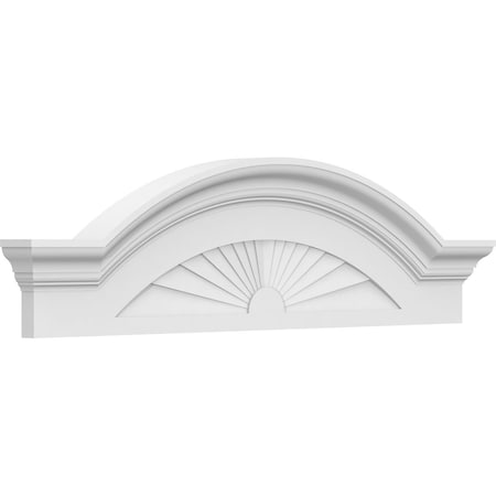Ekena Millwork Segment Arch W/ Flankers Sunburst Architectural Grade PVC Pediment, 36"W x 10"H x 2-1/2"P PEDPS036X100SGF01